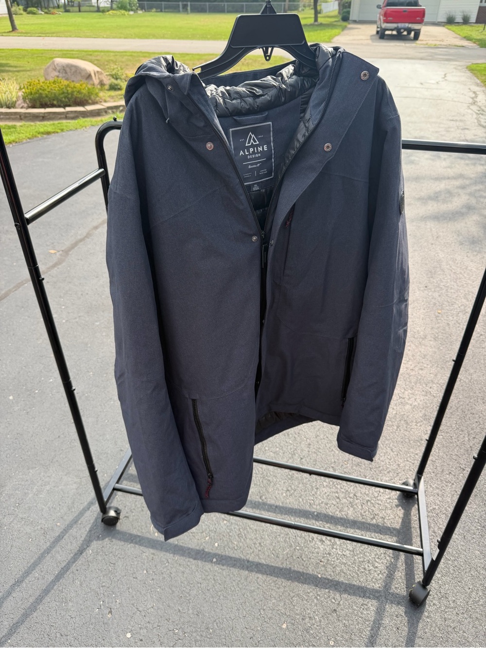 Alpine Design Men's Hooded Winter Coat - Dark Navy/Gray